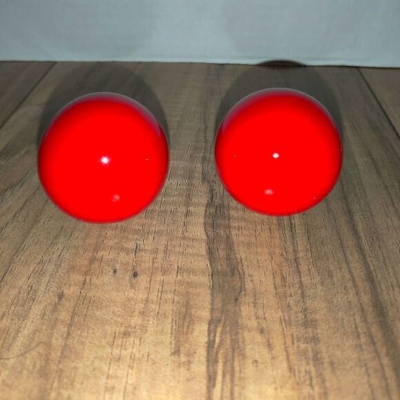 Red Round Made In Japan Knob Set Of 2 Cabinet Drawer Pulls. Has some wear - Picture 5 of 5
